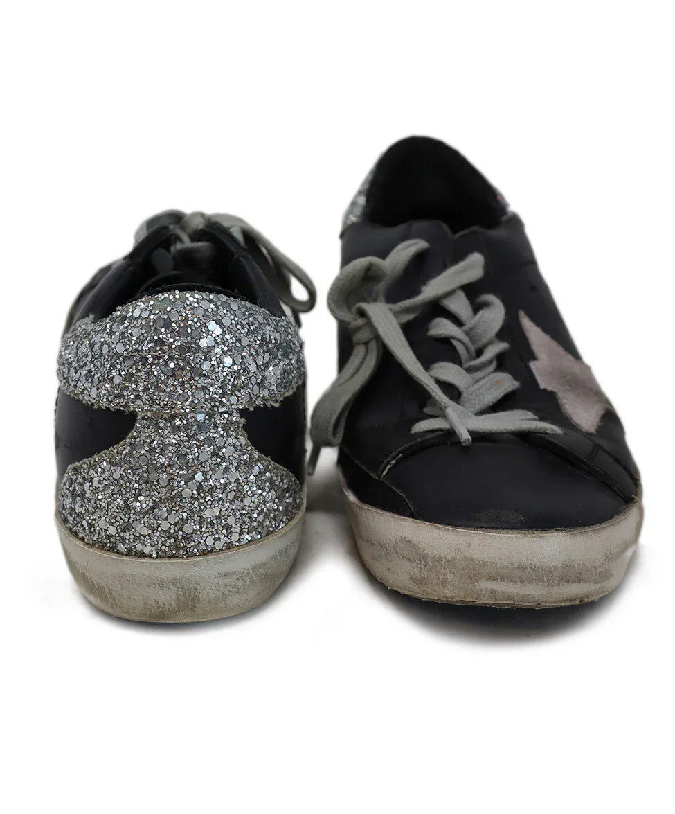 Golden Goose Black Leather & Sequins Sneakers sz 6 - Image 3