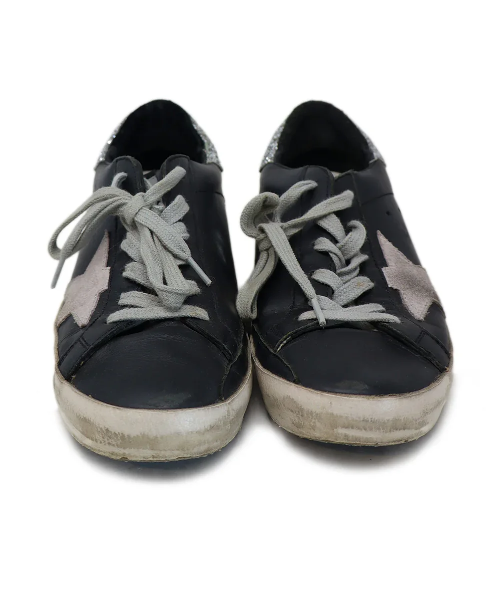 Golden Goose Black Leather & Sequins Sneakers sz 6 - Image 4
