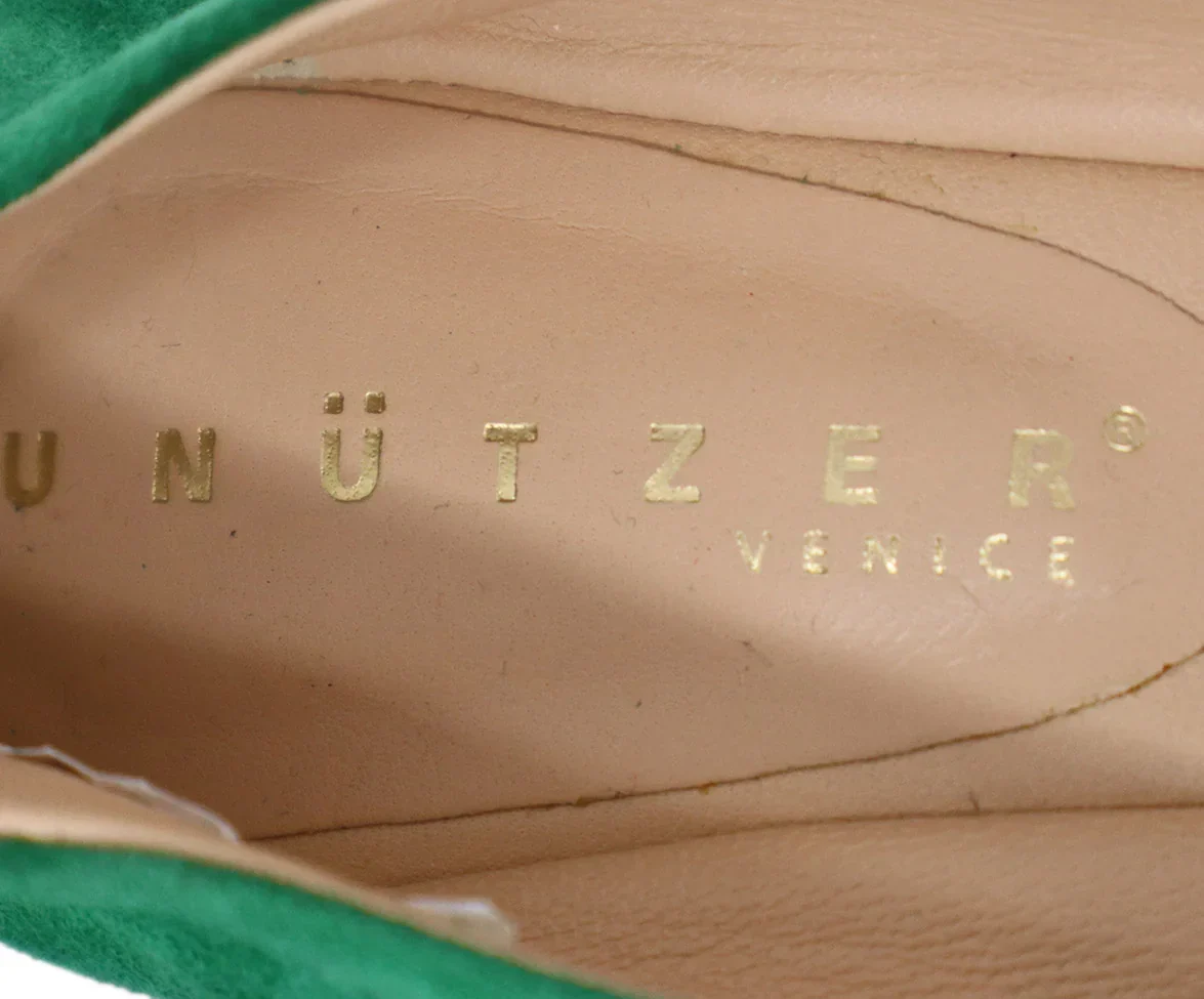 Green Suede Bow Detail Flats sz 8 - Image 5