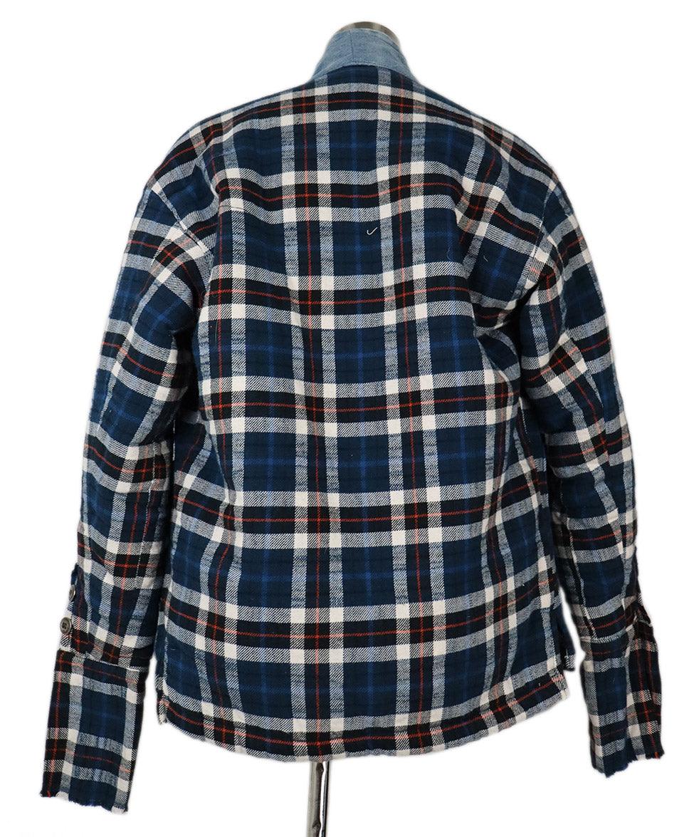 Greg Lauren Navy & White Flannel Jacket sz 2 - Image 3