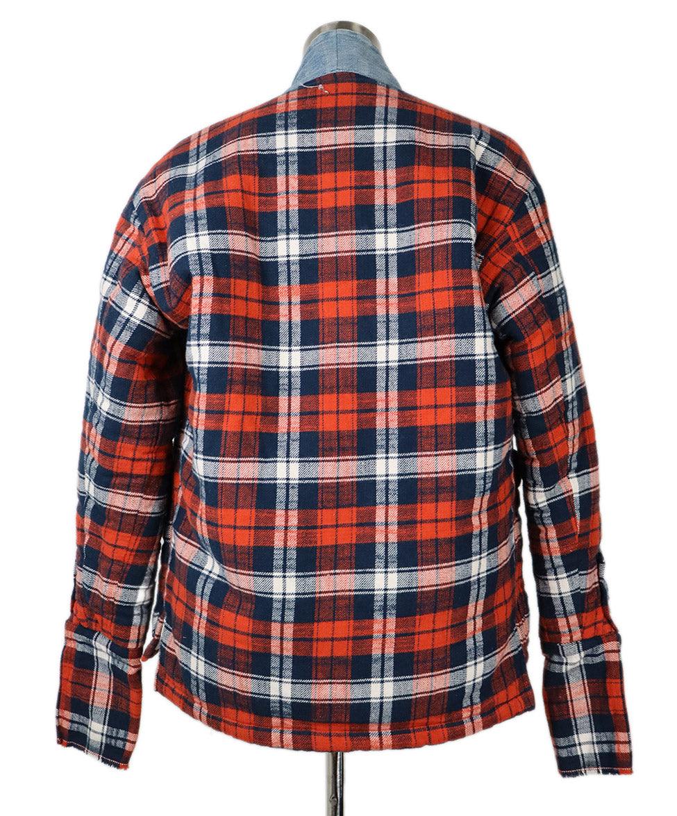 Greg Lauren Red & Blue Flannel Jacket sz 2 - Image 3