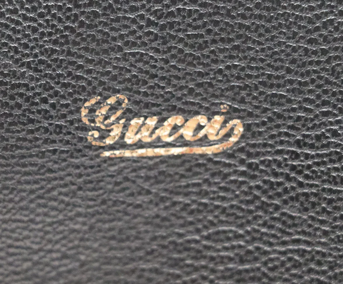 Gucci Black Leather Red Green Stripe Gold Chain Handbag - Image 8