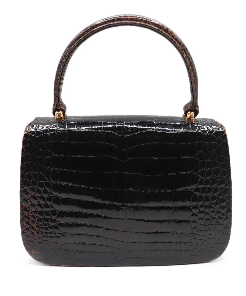 Gucci Brown Crocodile Vintage Satchel Handbag - Image 3