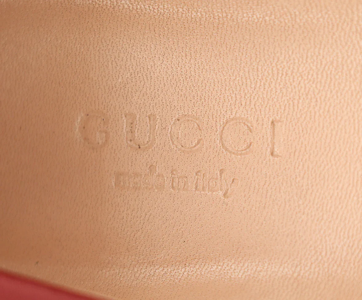 Gucci Red Leather Gold Horsebit Shoes Sz. 8 - Image 7