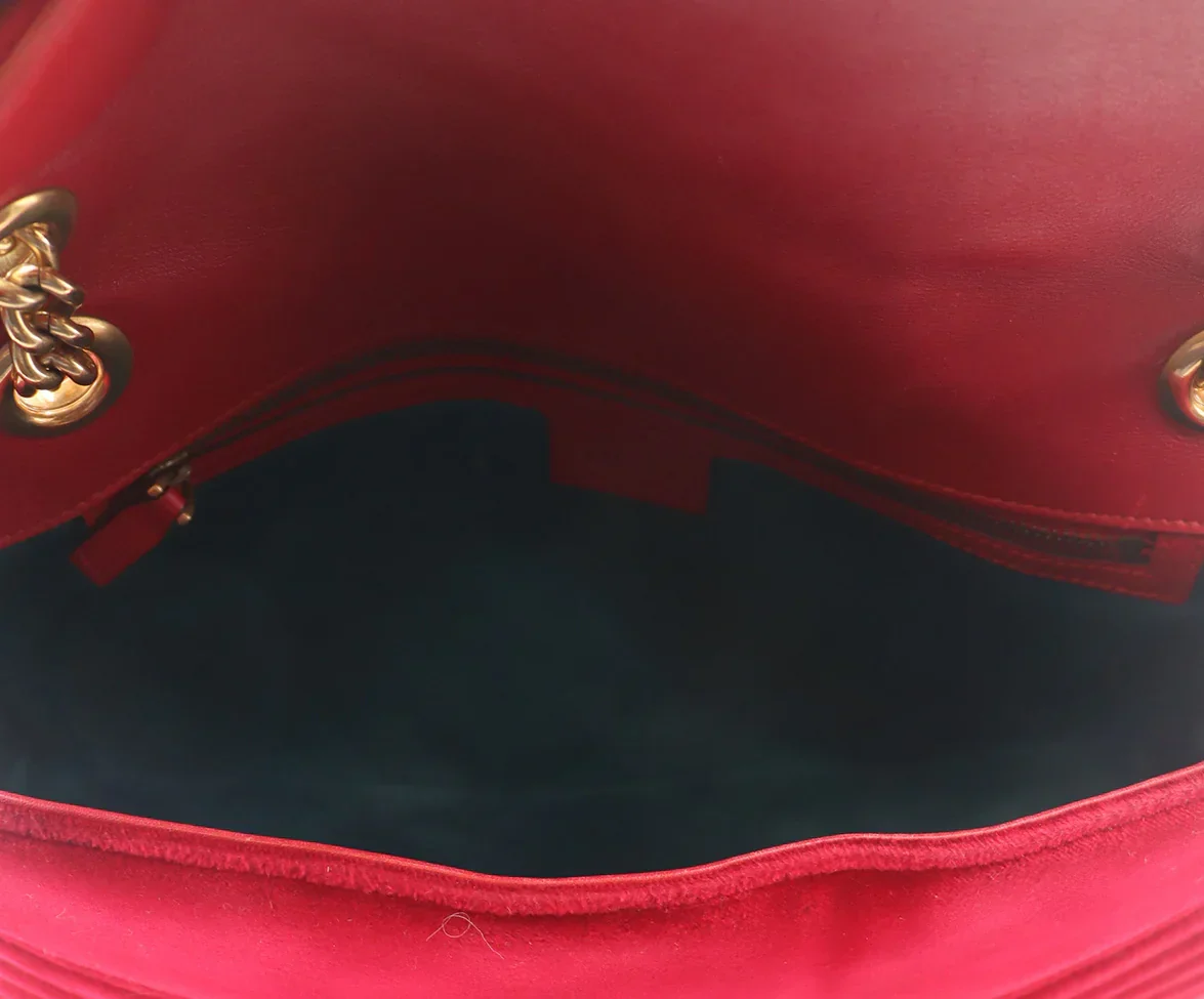 Gucci Red Velvet GG Marmont Flap Handbag - Image 7