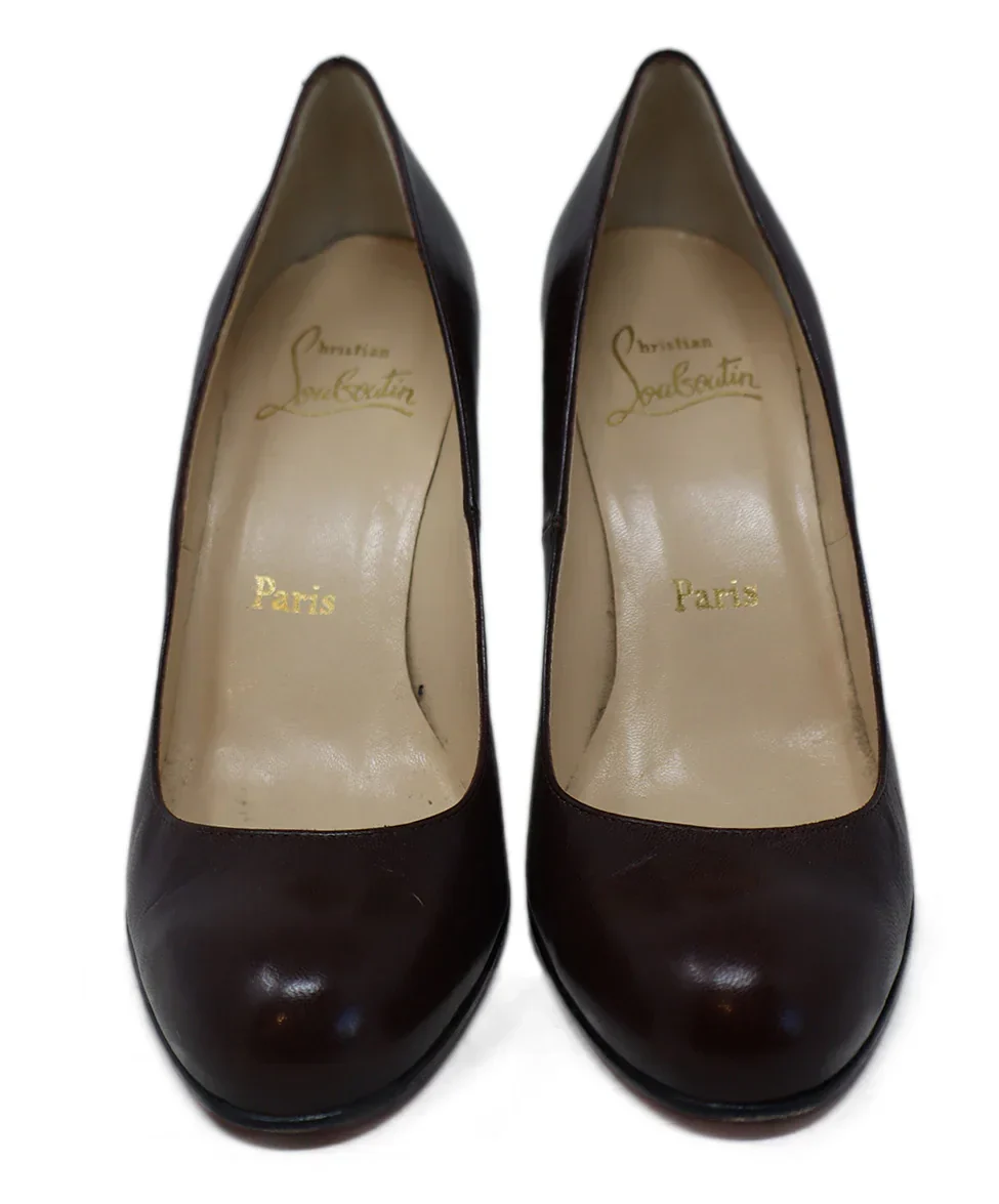 Christian Louboutin Purple Plum Leather Heels sz 7 - Image 3