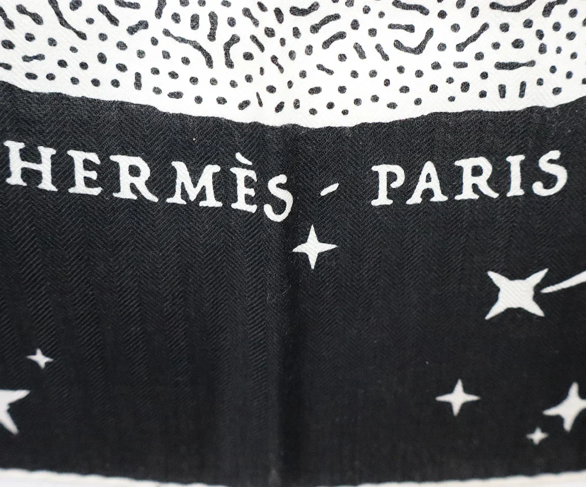 Hermes B&W Clair de Lune Cashmere & Silk Shawl - Image 5