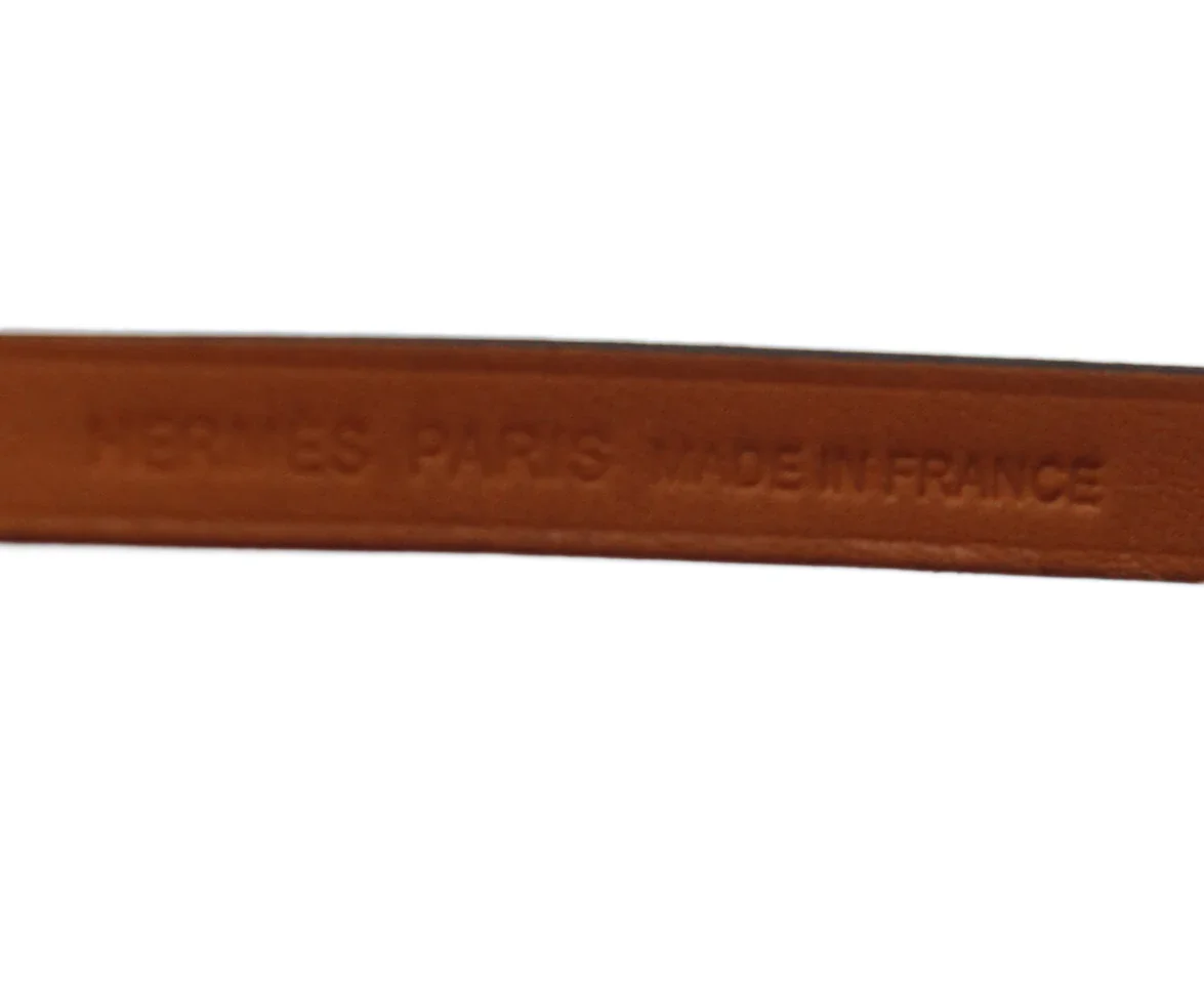Hermes Black Leather Gold Bracelet - Image 3