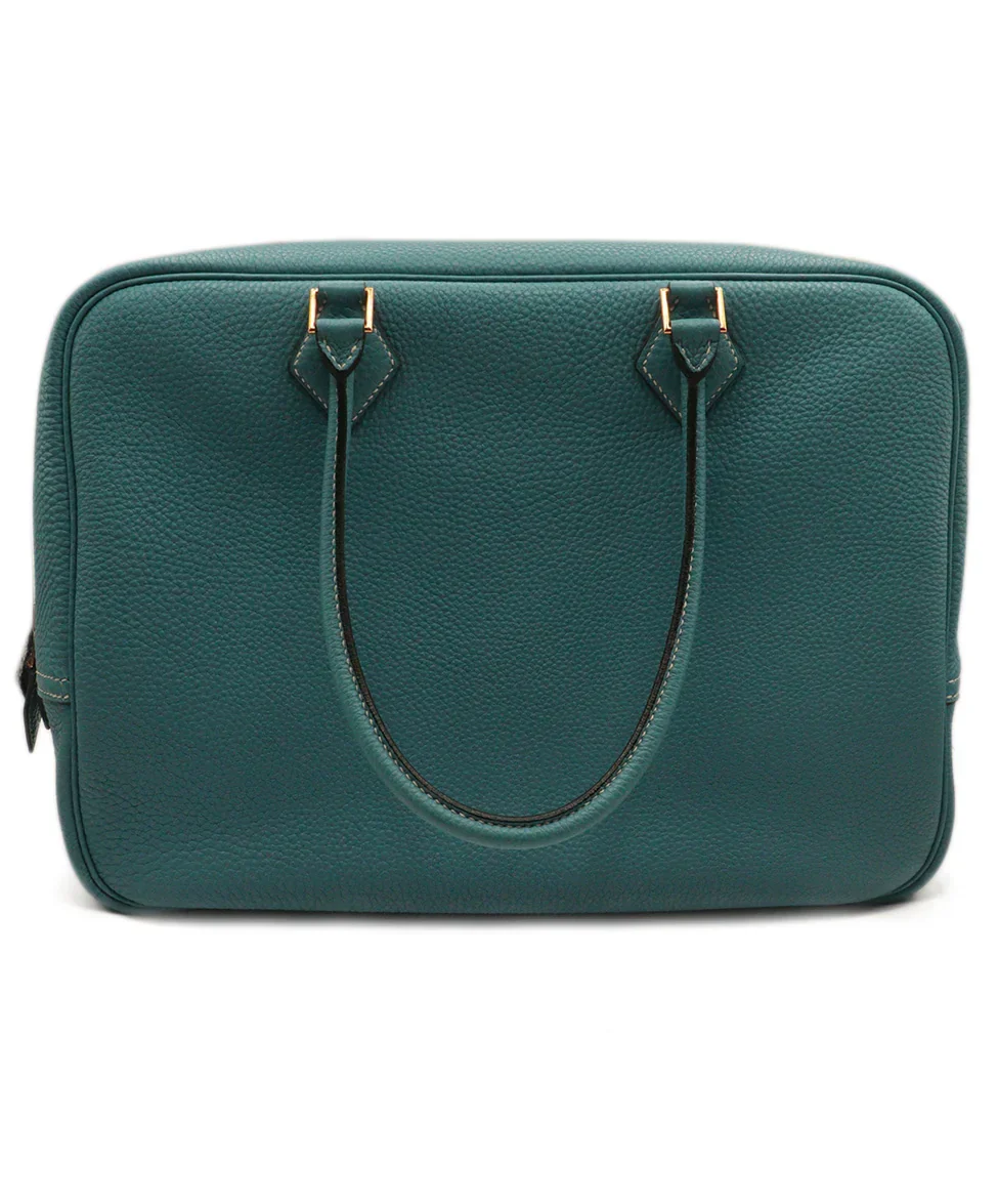 Hermes Blue Leather Plume Satchel Handbag - Image 5