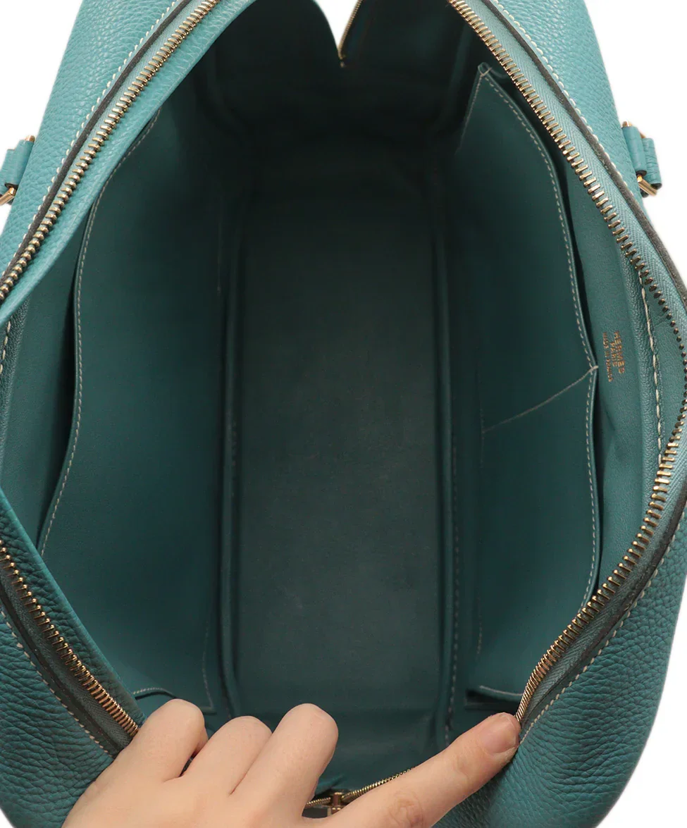 Hermes Blue Leather Plume Satchel Handbag - Image 9