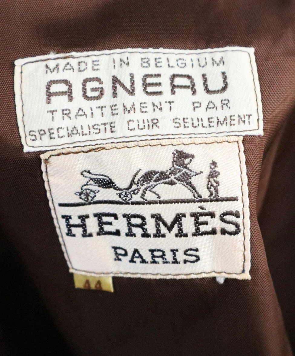 Hermes Brown Leather Skirt sz 4 - Image 4
