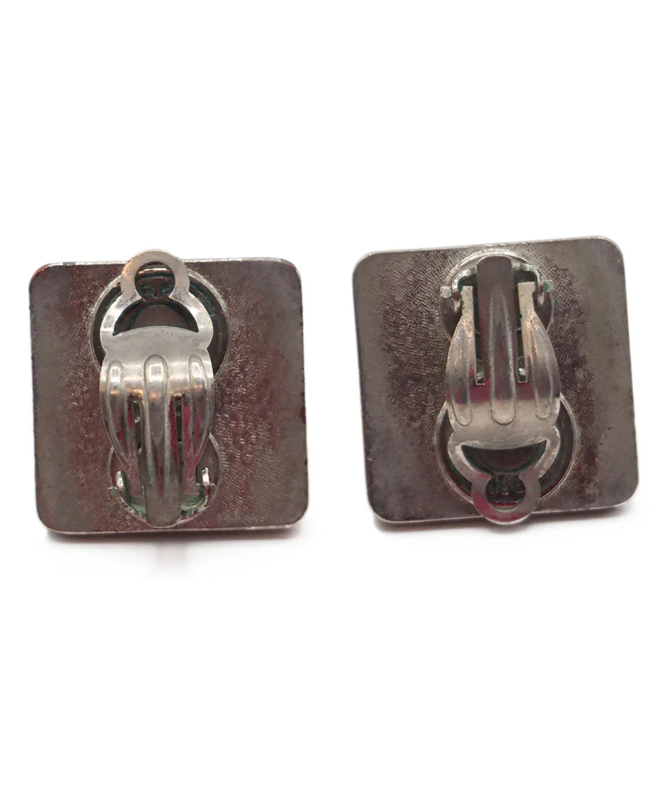 Hermes Gold & Silver Metal Vintage Earrings - Image 6
