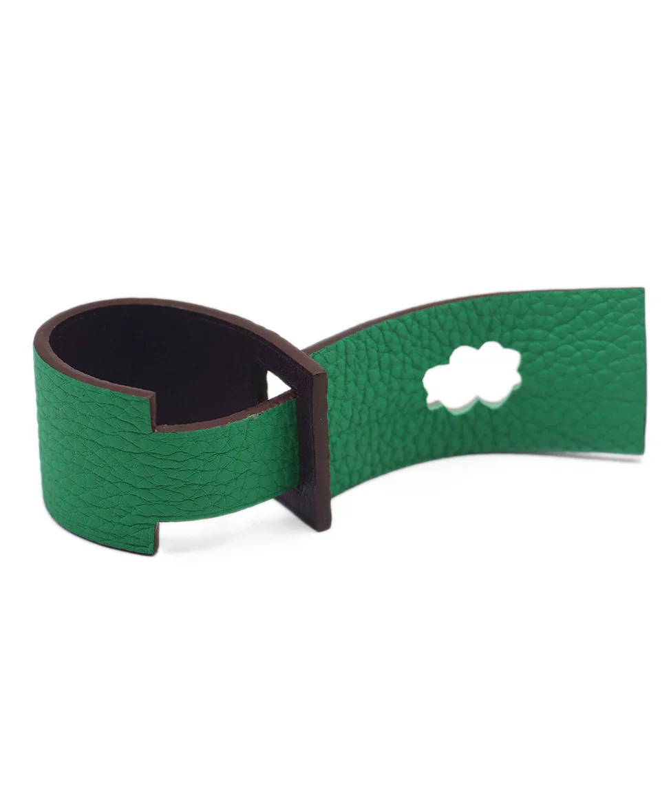 Hermes Green Purple Leather Luggage Tag