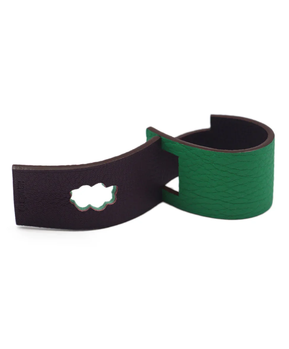 Hermes Green Purple Leather Luggage Tag - Image 2