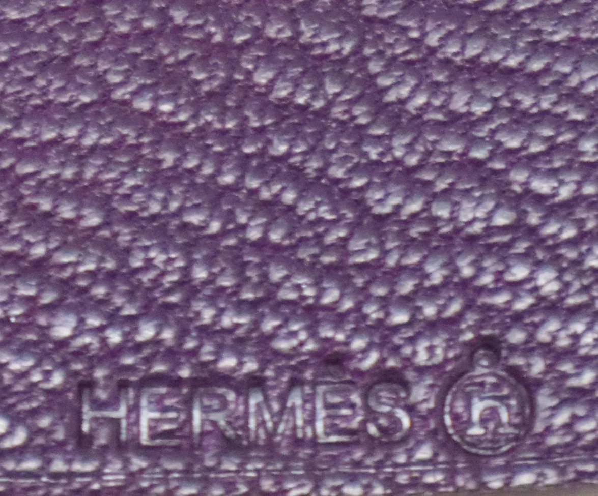 Hermes Green Purple Leather Luggage Tag - Image 6