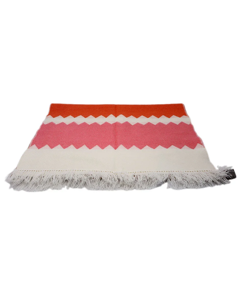 Hermes Peach White & Purple Cashmere Shawl - Image 3