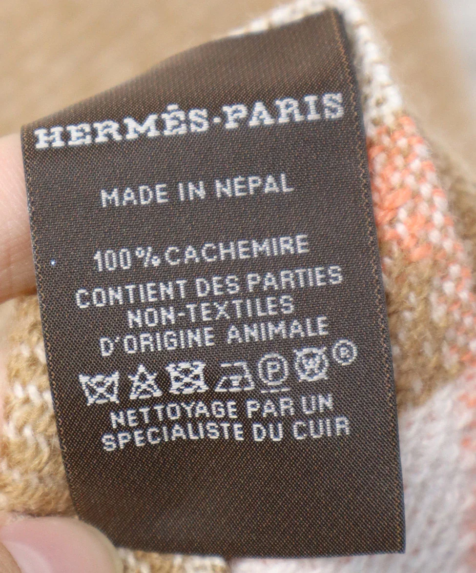 Hermes Peach White & Purple Cashmere Shawl - Image 4