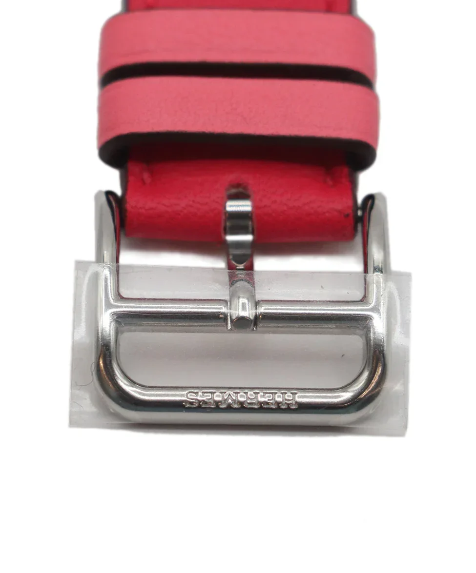 Hermes Pink & Burgundy Leather Watch Strap - Image 4