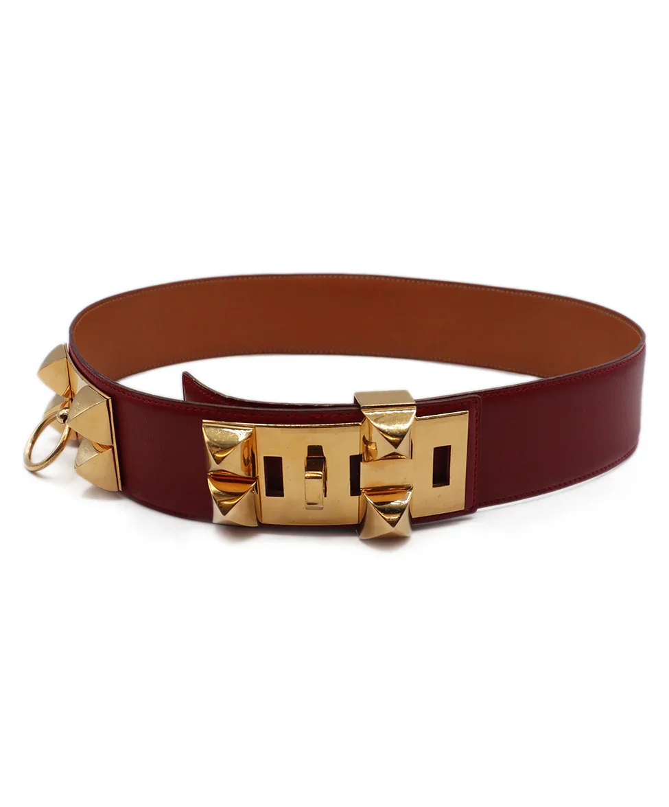 Hermes Red Leather Belt - Image 2