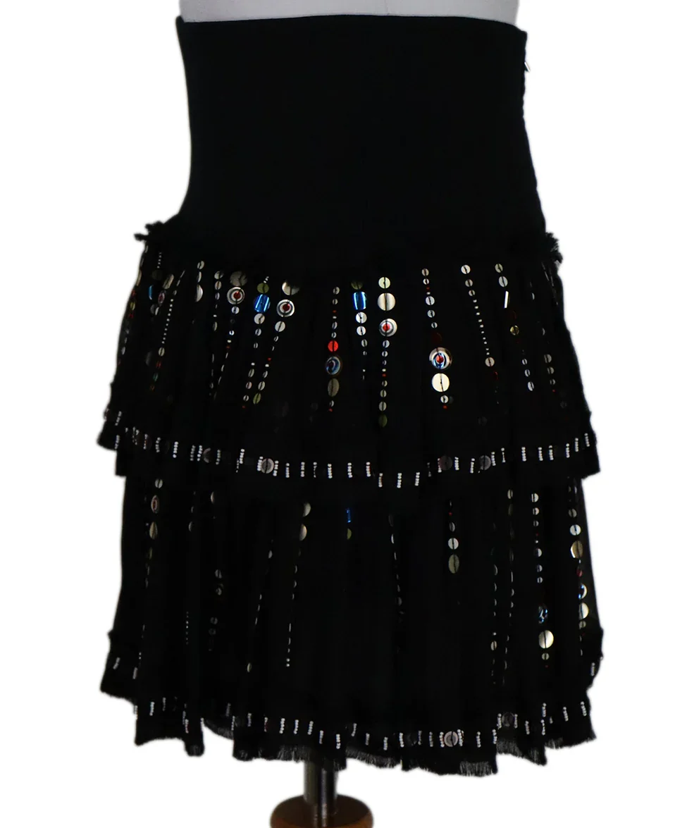 Isabel Marant Black Silk Sequin Skirt sz 0 - Image 2