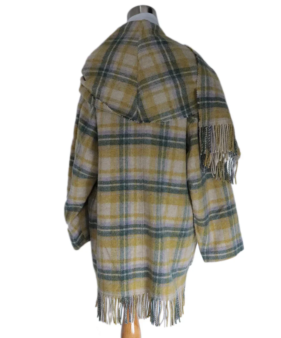 Isabel Marant Yellow Green Purple Beige Wool Polyamide Coat sz 4 - Image 3