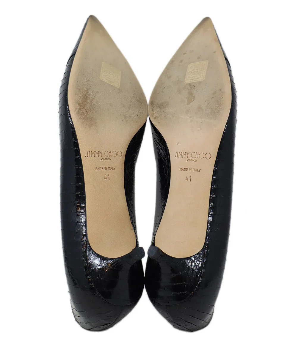 Jimmy Choo Black Alligator Leather Heels sz 11 - Image 5