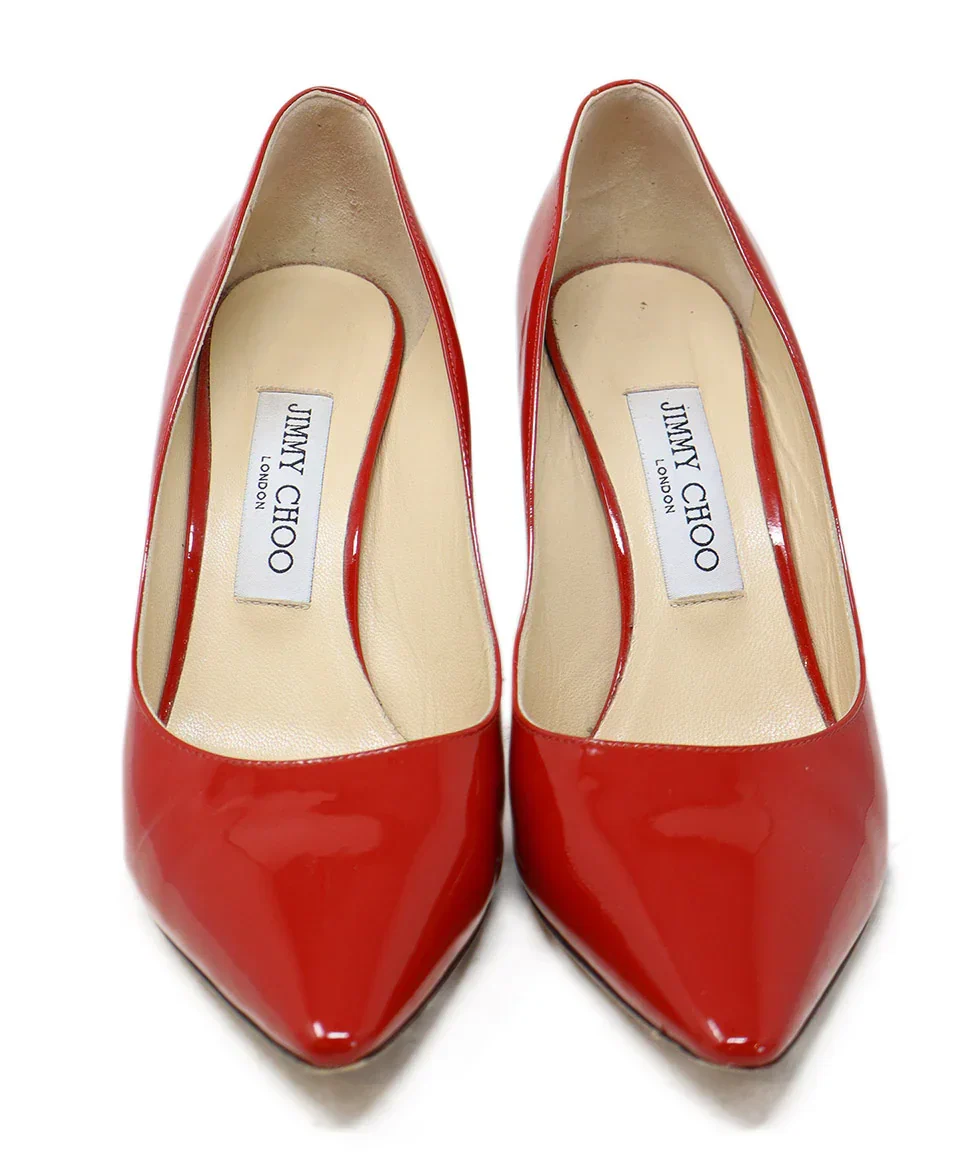 Jimmy Choo Red Patent Leather Heels sz 7.5 - Image 4