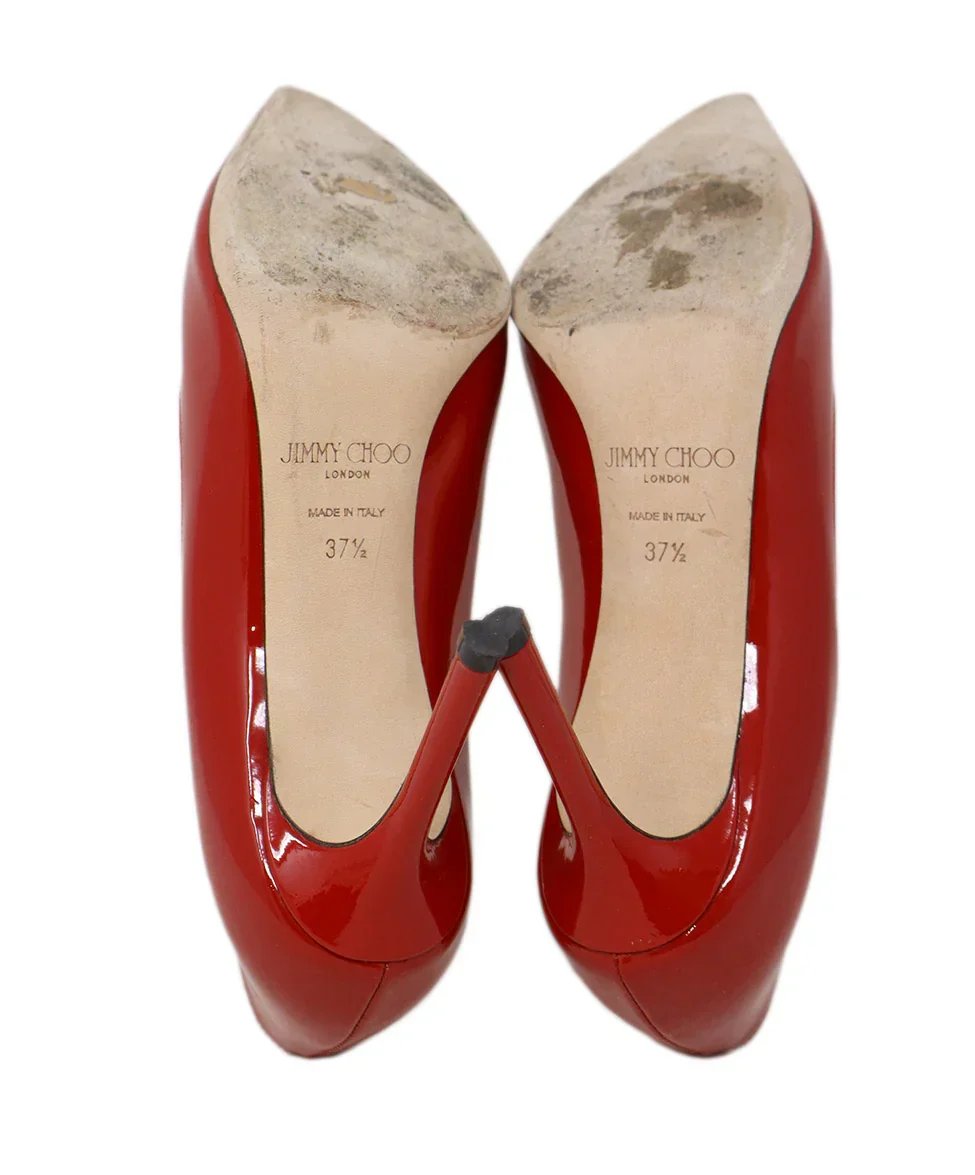 Jimmy Choo Red Patent Leather Heels sz 7.5 - Image 5