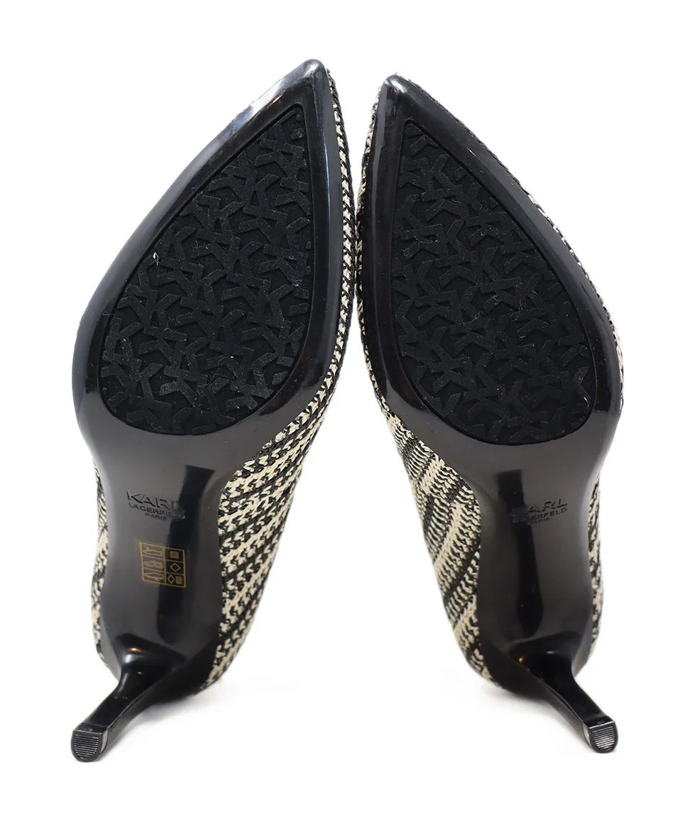 Karl Lagerfeld B&W Woven Heels sz 7.5 - Image 5