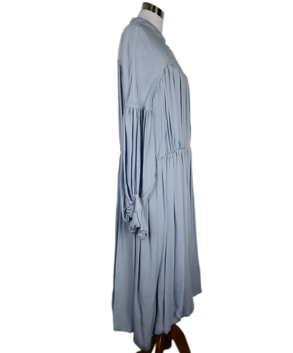 Khaite Long Periwinkle Pleated Silk Dress sz 12 - Image 2