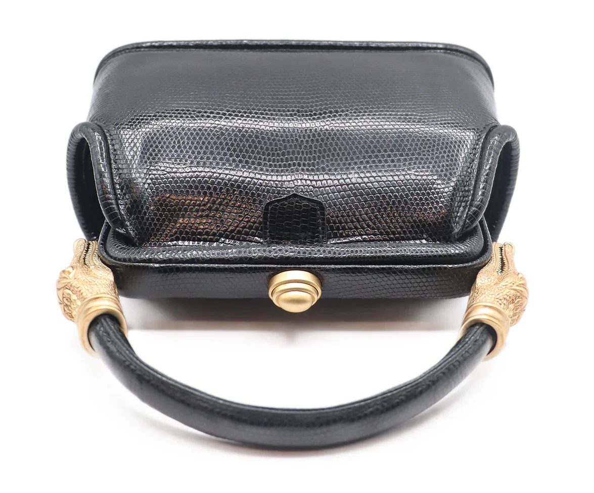 Kieselstein-Cord Black Leather Lizard Handbag - Image 5