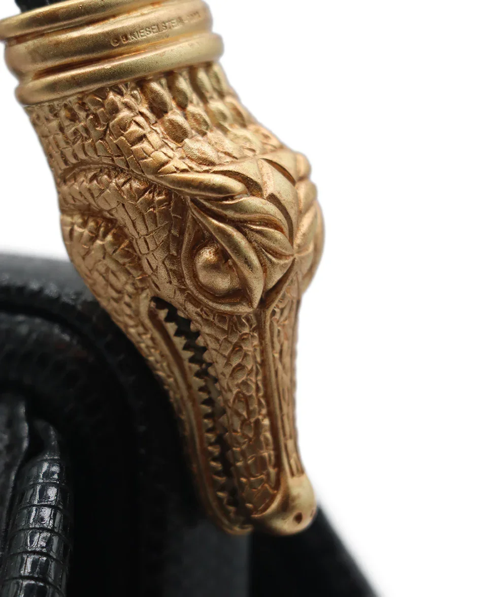 Kieselstein-Cord Black Leather Lizard Handbag - Image 9