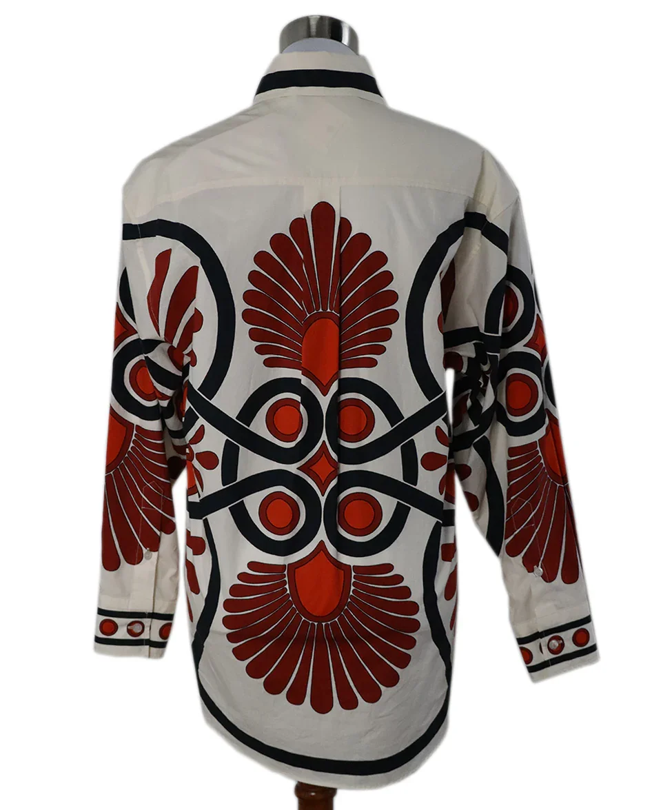 La Double J Neutral Ivory Black Orange Red Cotton Longsleeve Top sz 4 - Image 3