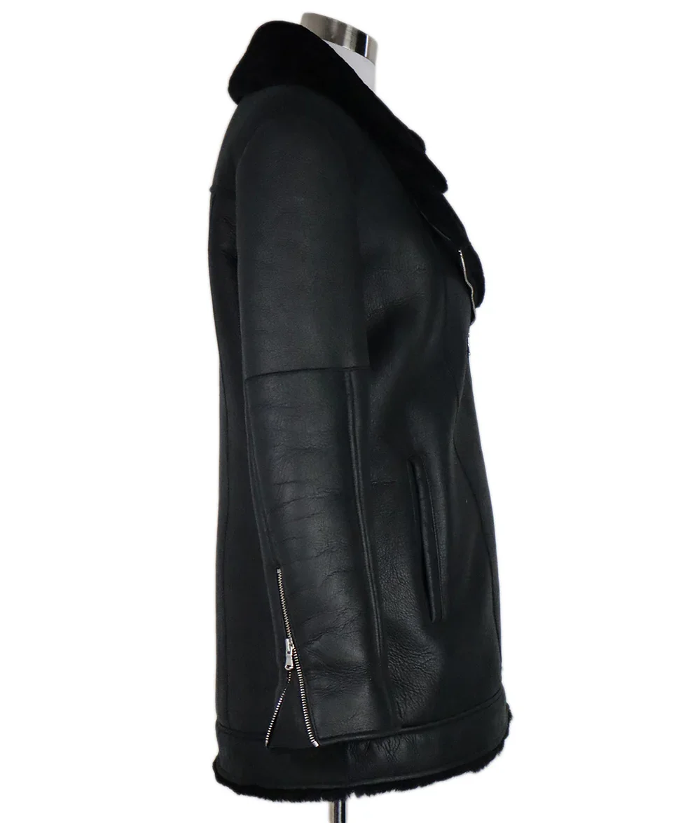 L'Agence Black Shearling Coat sz 4 - Image 3