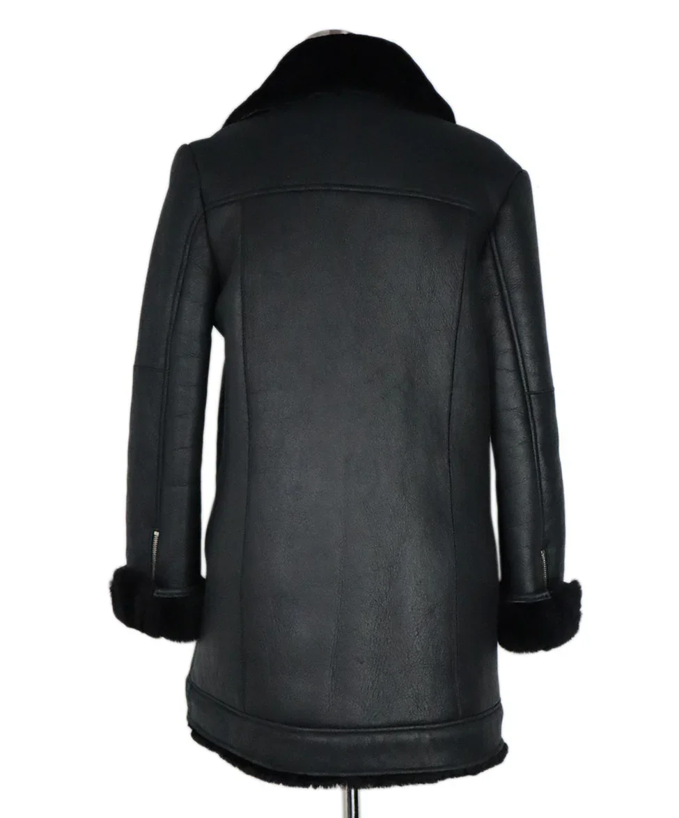 L'Agence Black Shearling Coat sz 4 - Image 4