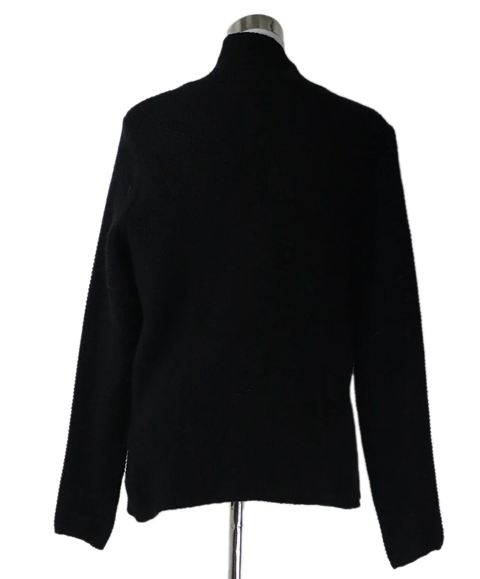 Lanvin Black Wool with Rhinestone Buttons Sweater sz 8 - Image 3
