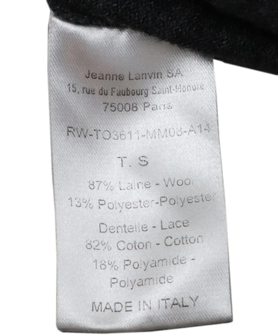 Lanvin Charcoal Wool Sweater w/ Black Floral Applique sz 2 - Image 5