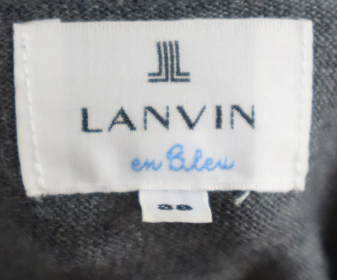 Lanvin Grey Wool & Black Faille Beaded Sweater sz 6 - Image 4