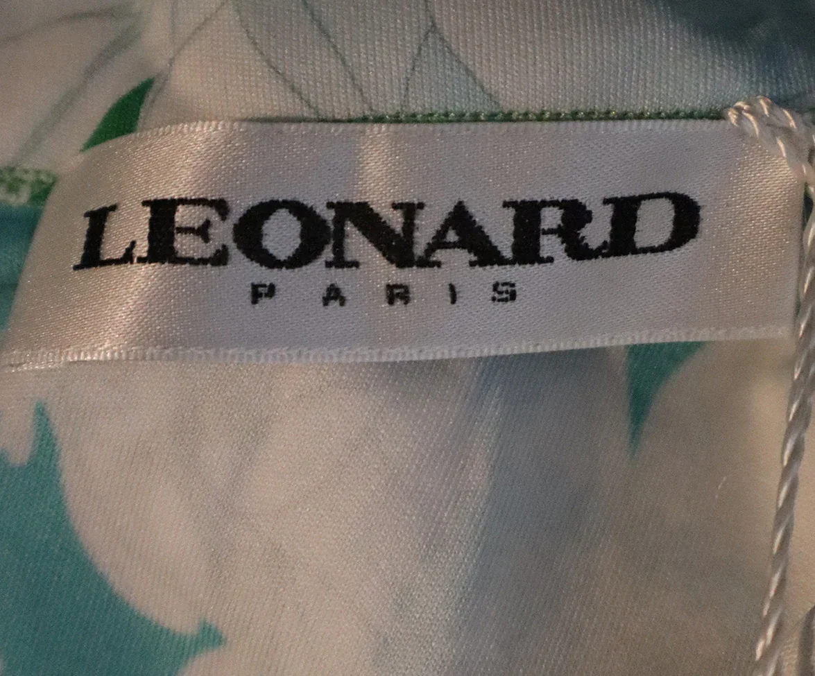 Leonard Green White Blue Floral Polyamide Blouse sz 4 - Image 4