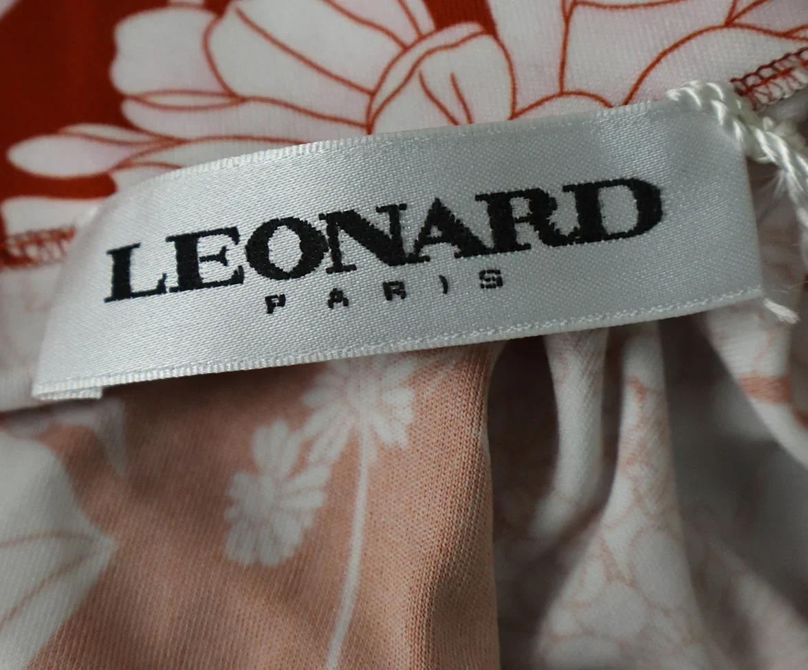 Leonard White Rust Floral Polyamide Blouse sz 4 - Image 4