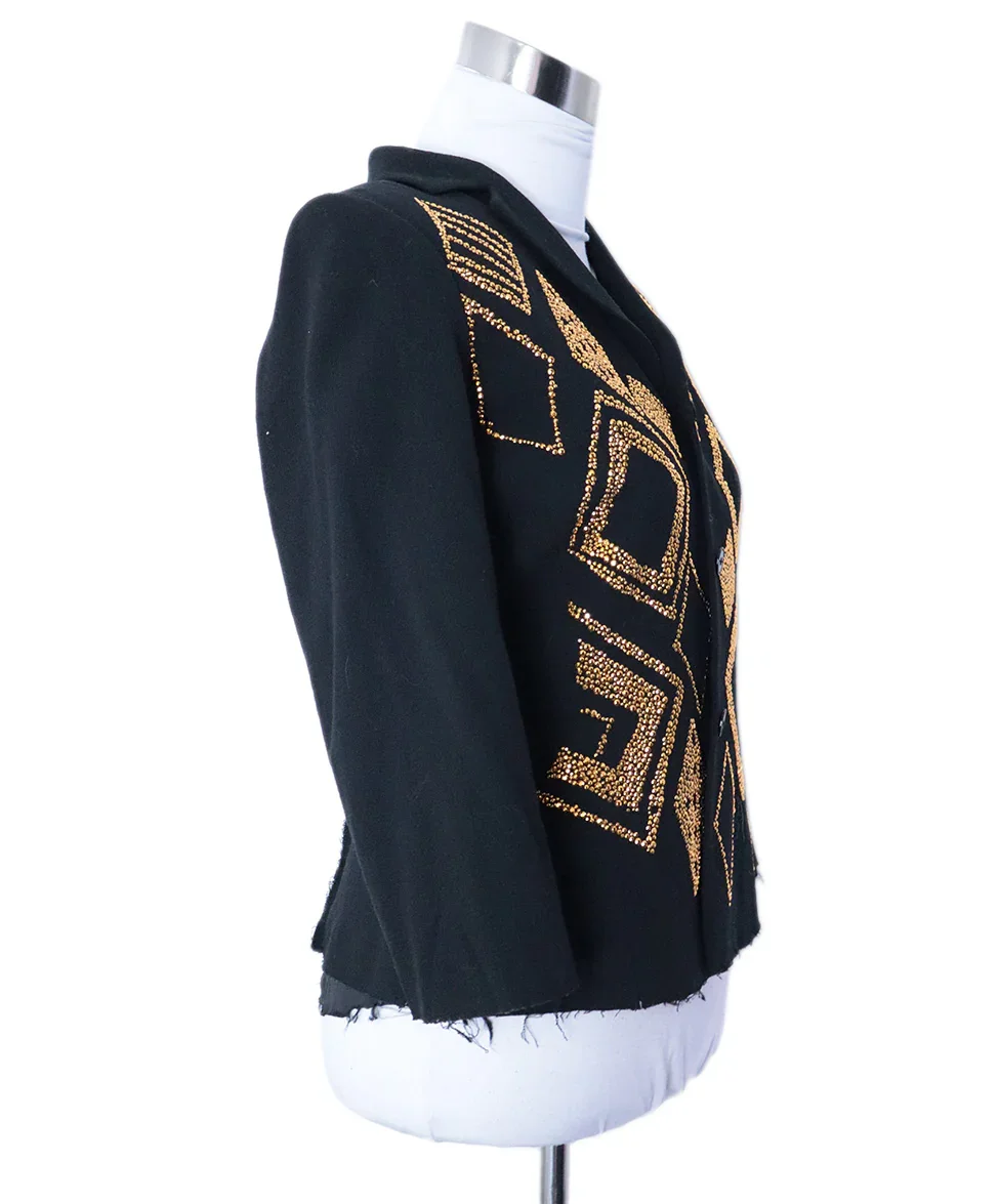 Libertine Black Wool Jacket with Gold Bead Design sz 4 - Image 2