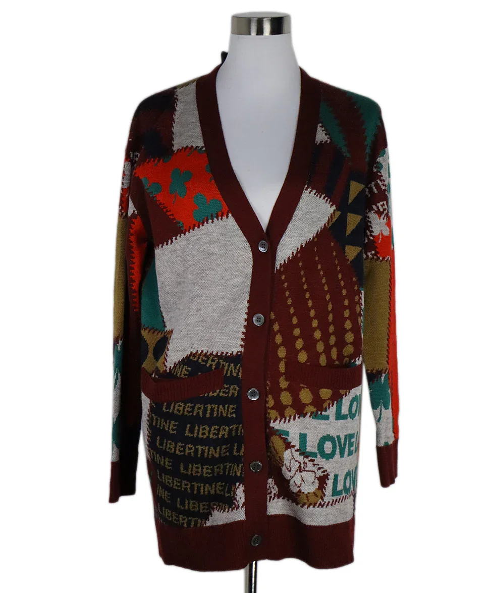 Libertine Red Print Cashmere & Silk Cardigan sz 6