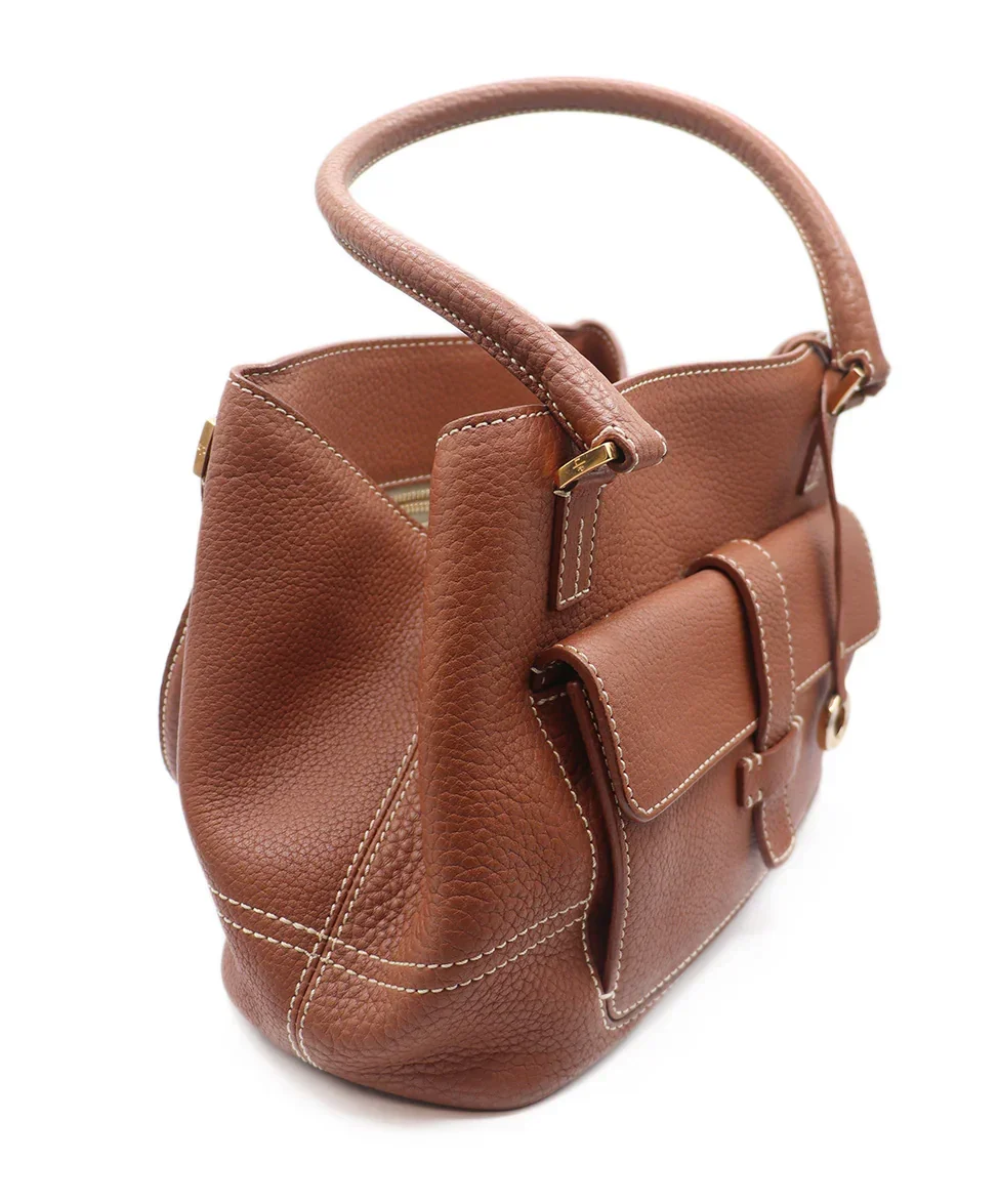 Loro Piana Brown Camel Leather Shoulder Bag Handbag - Image 3