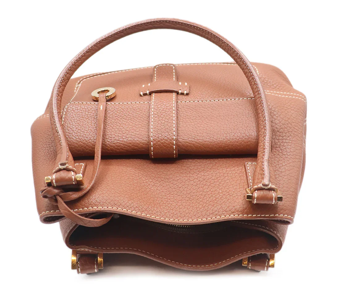 Loro Piana Brown Camel Leather Shoulder Bag Handbag - Image 6