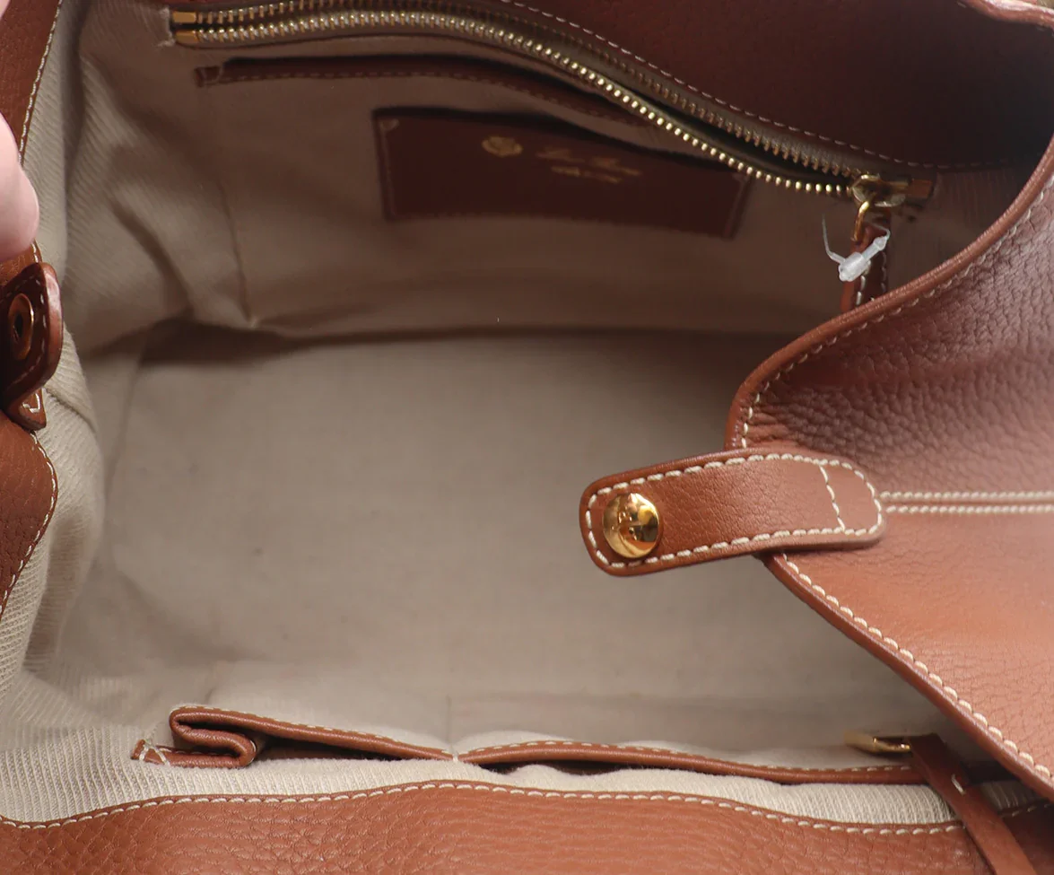 Loro Piana Brown Camel Leather Shoulder Bag Handbag - Image 8