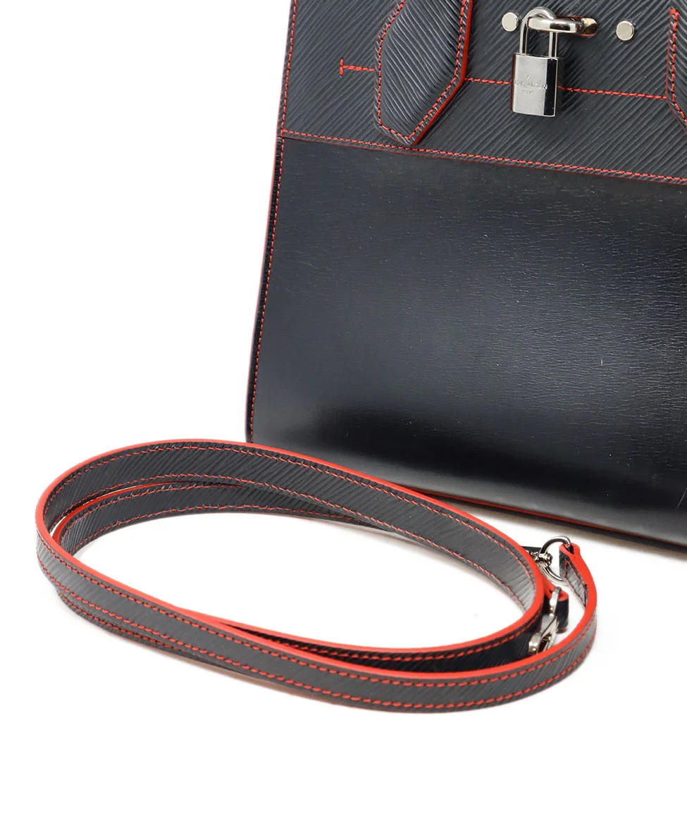 Louis Vuitton Black Epi Leather Red Trim Handbag With Dust Bag - Image 8