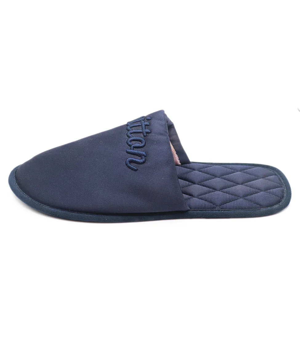 Louis Vuitton Blue Satin Slippers Sz. 8.5 - Image 2