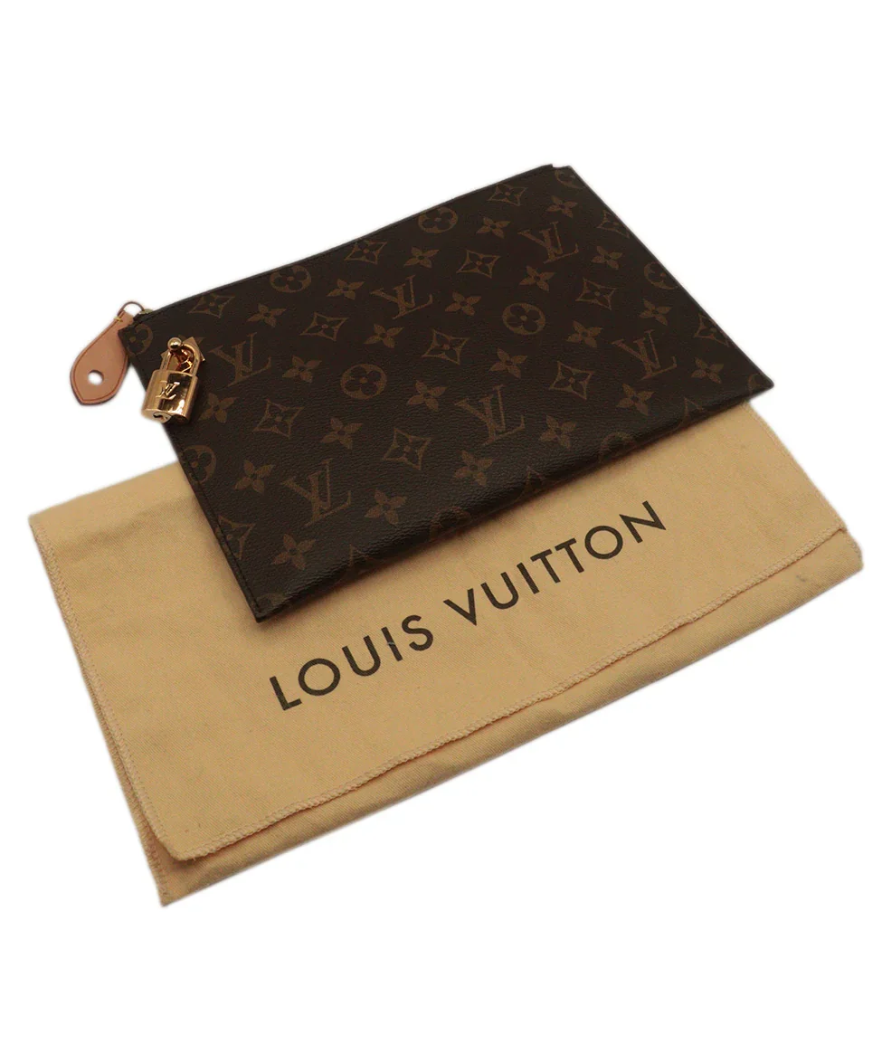 Louis Vuitton Brown & Tan Monogram Leather Special Edition Clutch - Image 6
