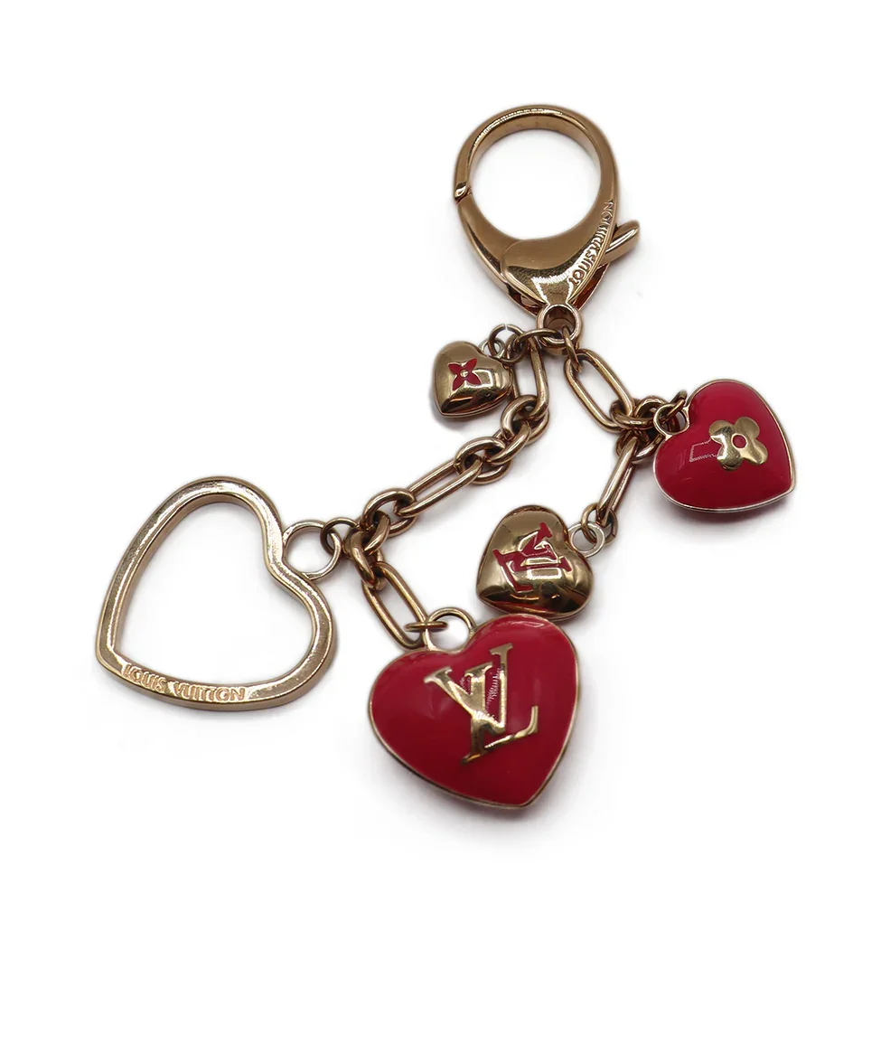 Louis Vuitton Gold & Pink Heart Bag Charm