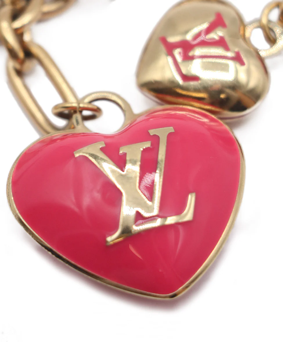 Louis Vuitton Gold & Pink Heart Bag Charm - Image 2